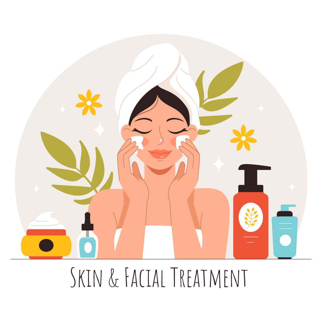 9 Facial and Skin Treatment Illustration preview image.