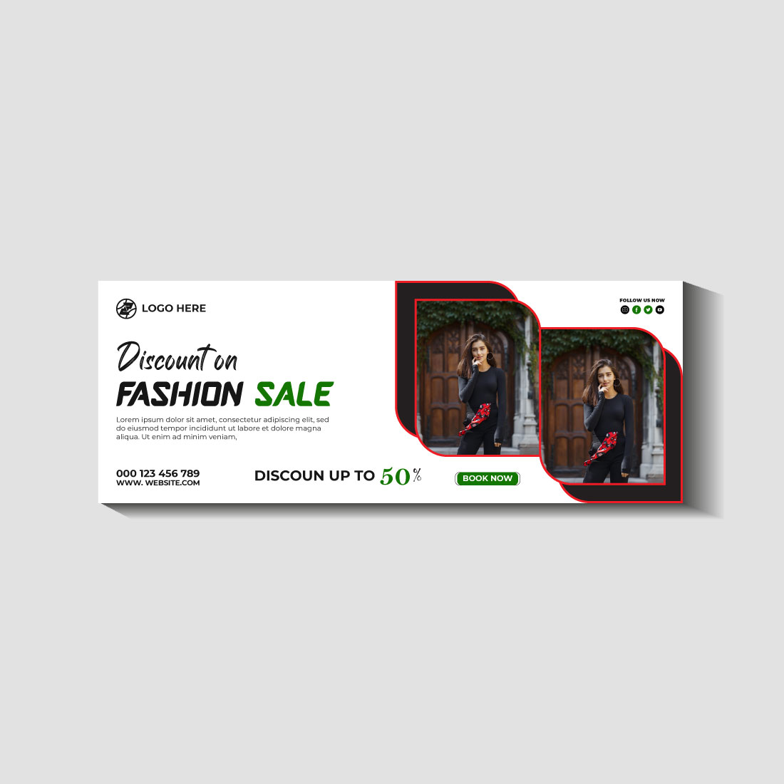 fashion sale social media post and web banner template preview image.