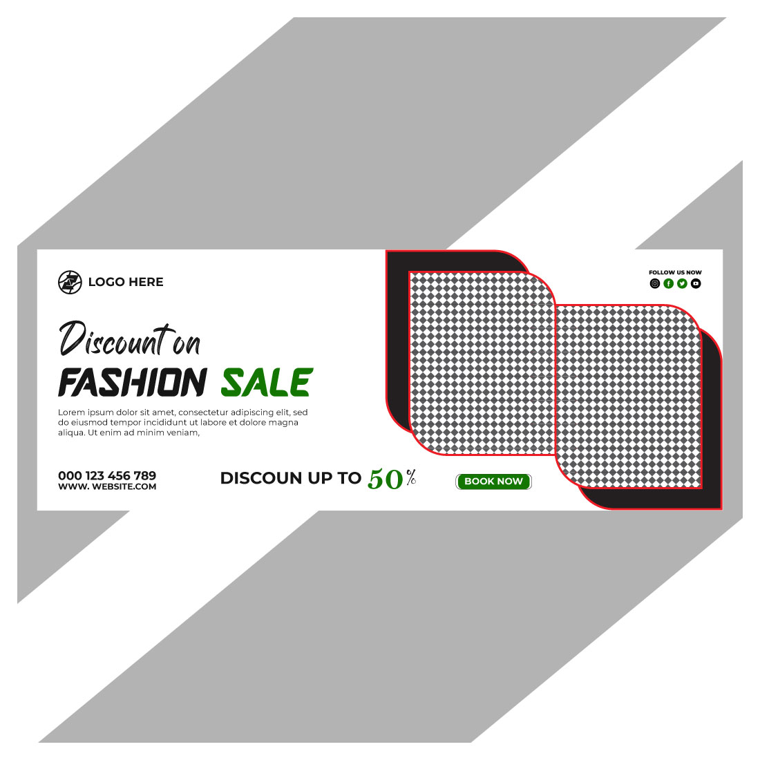 fashion sale social media post and web banner template cover image.