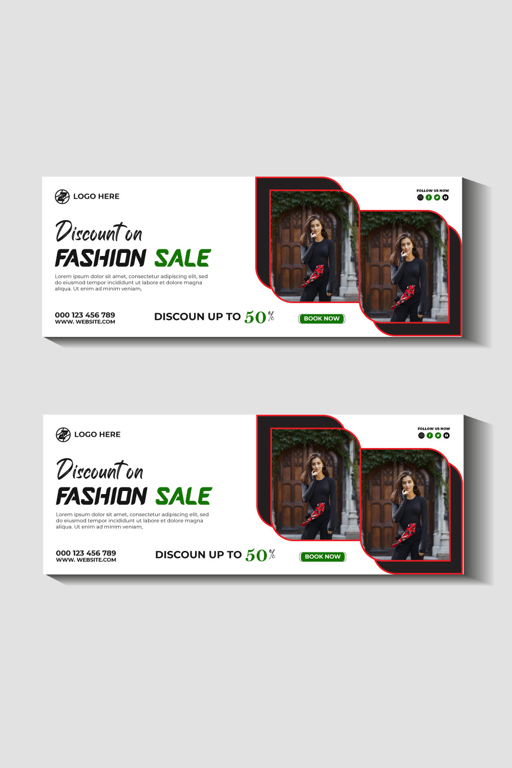 fashion sale social media post and web banner template pinterest preview image.