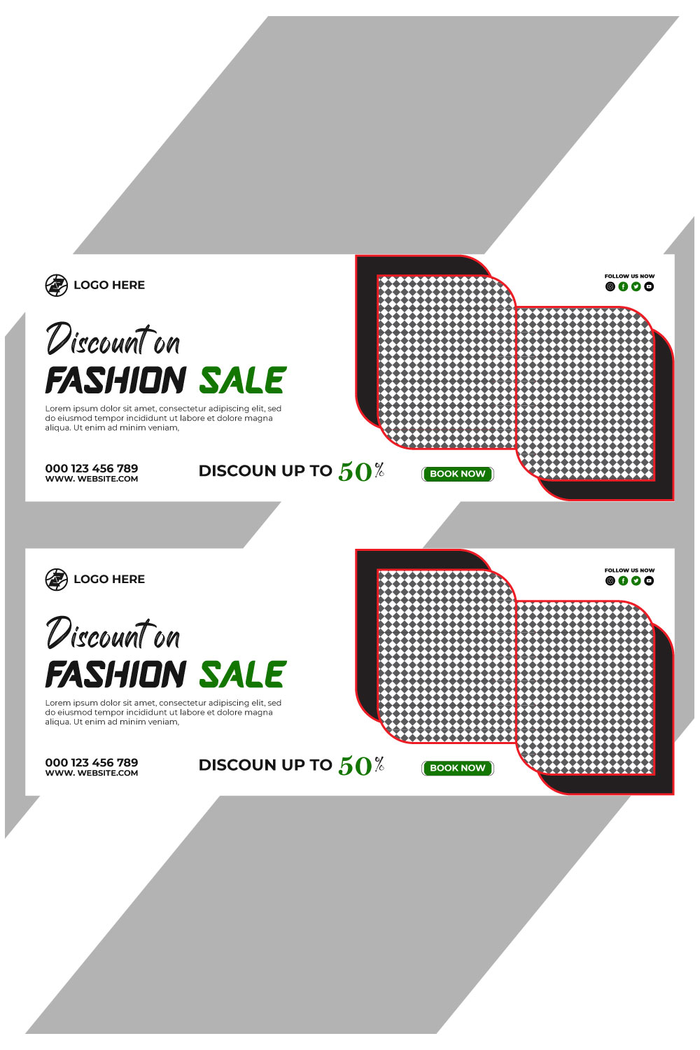 fashion sale social media post and web banner template pinterest preview image.