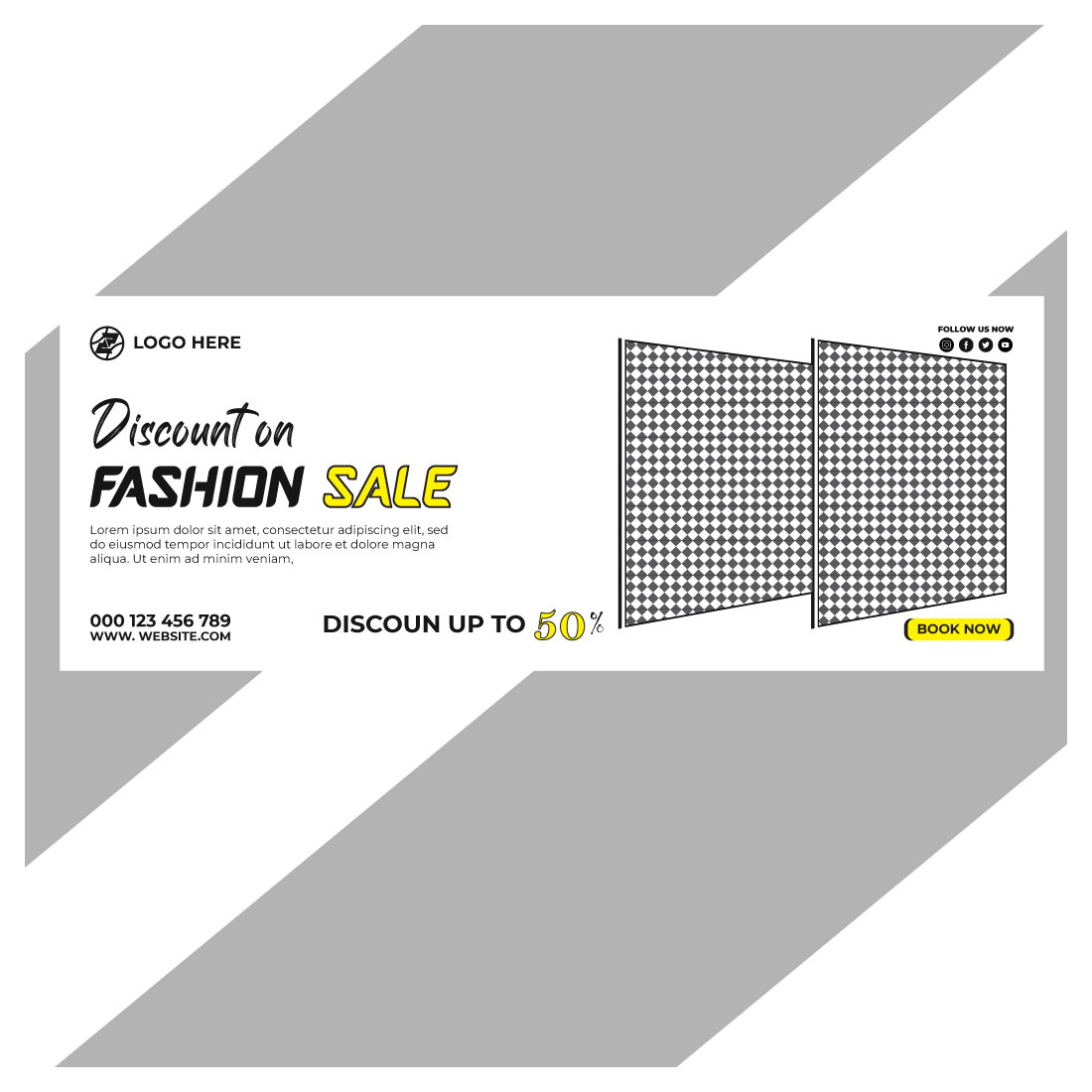 fashion sale social media post and web banner template preview image.