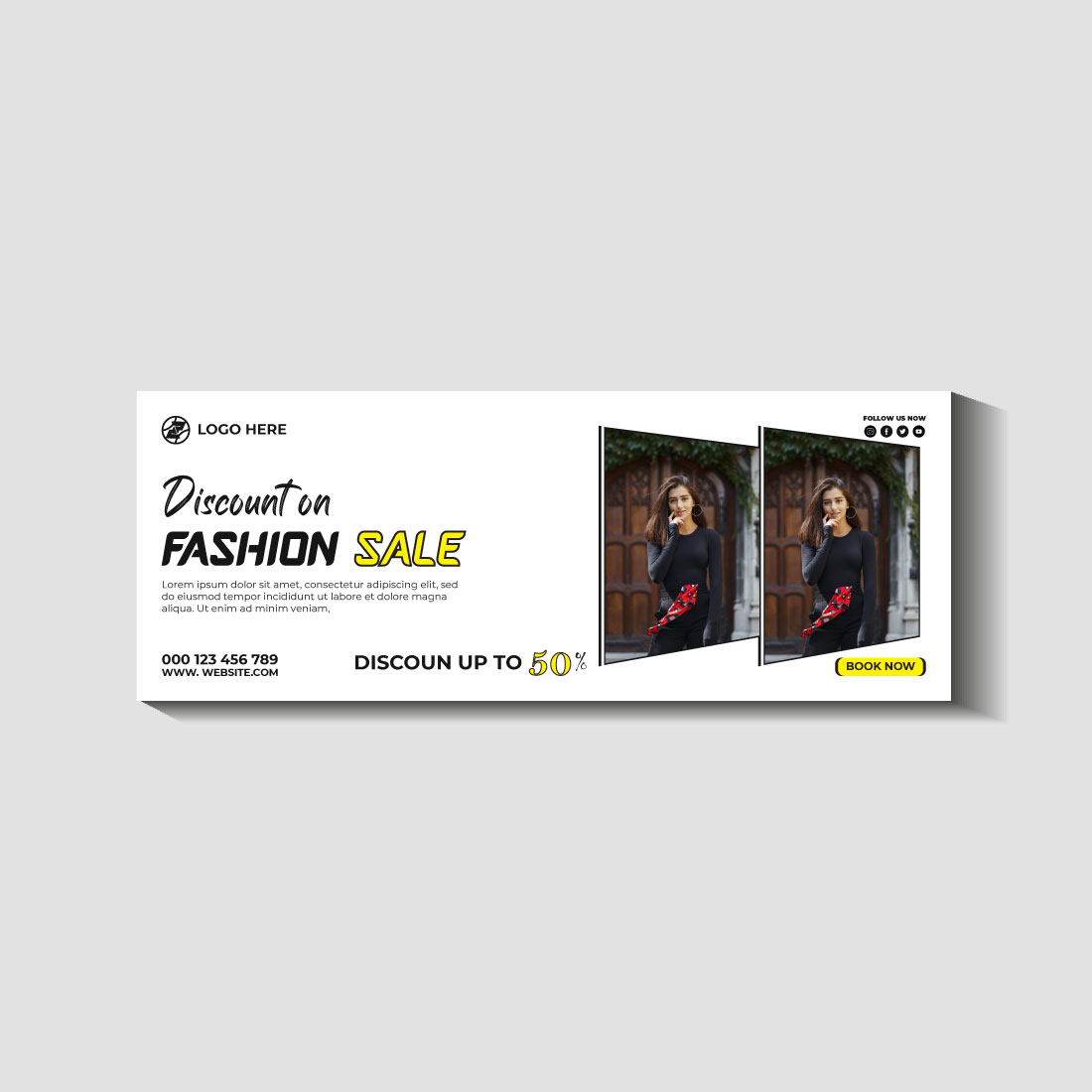 fashion sale social media post and web banner template cover image.