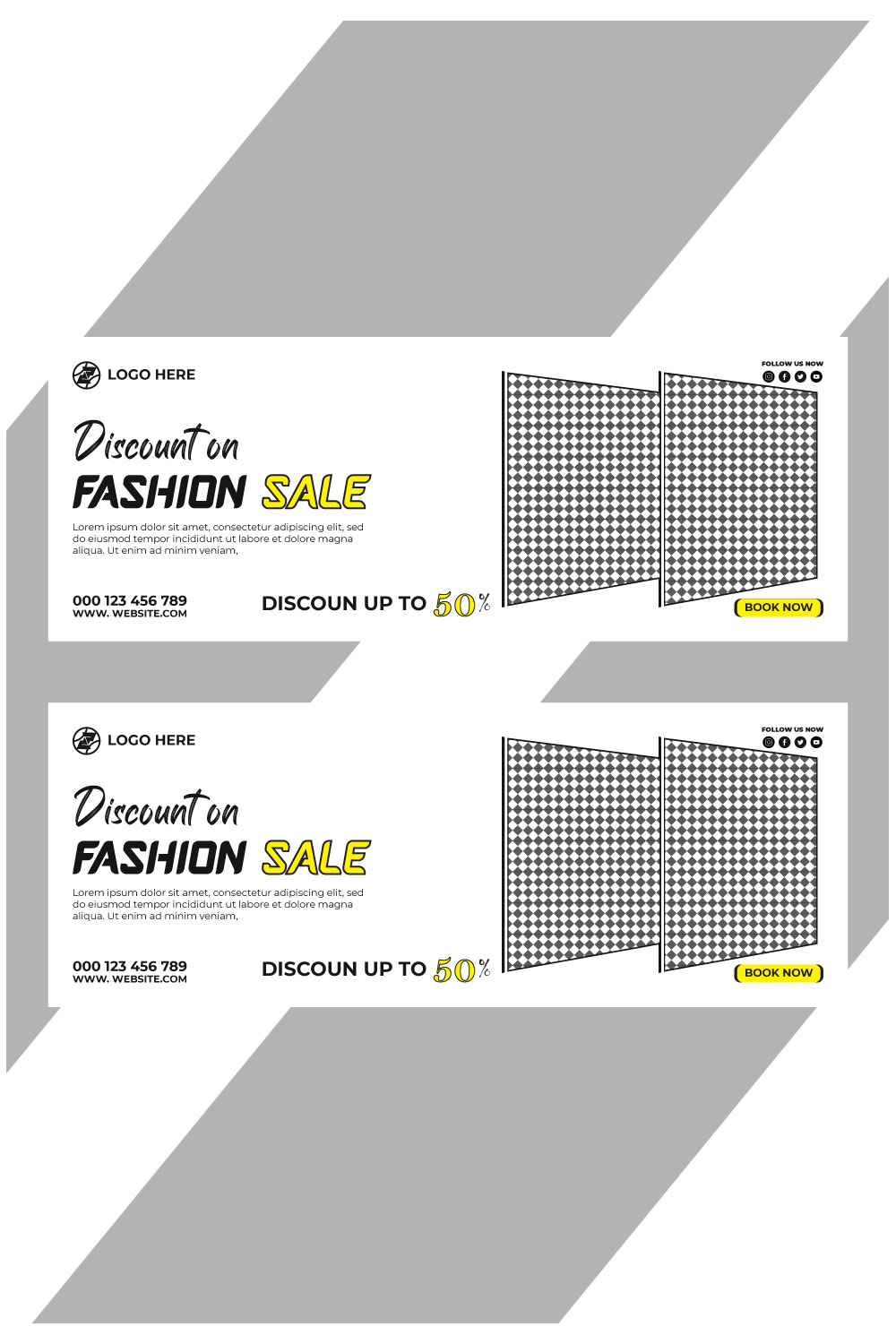 fashion sale social media post and web banner template pinterest preview image.