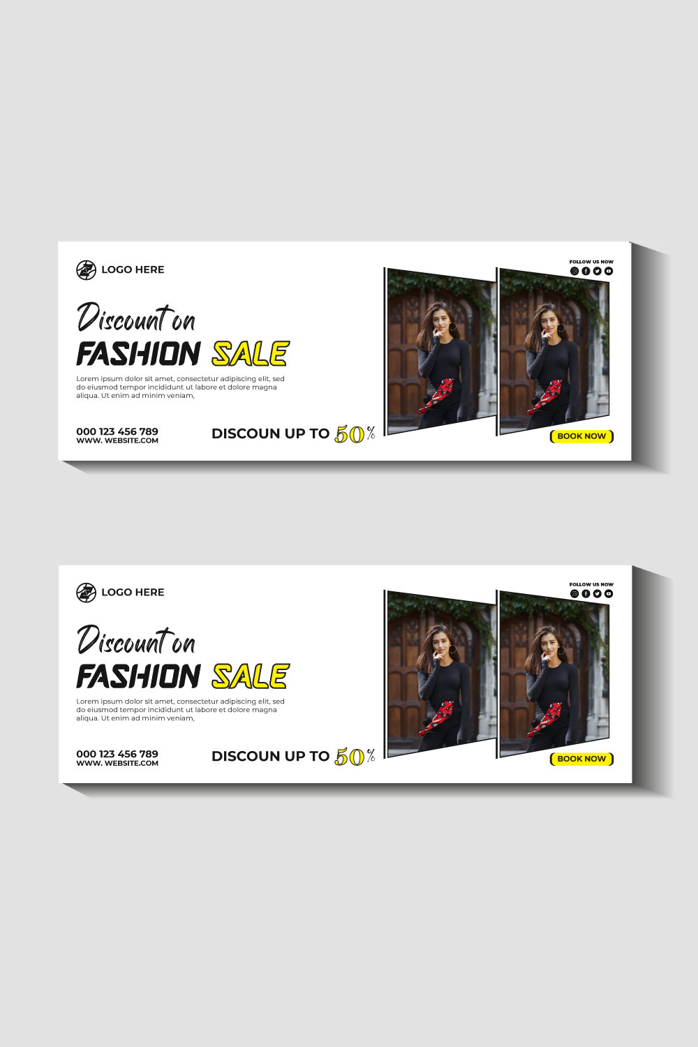 fashion sale social media post and web banner template pinterest preview image.