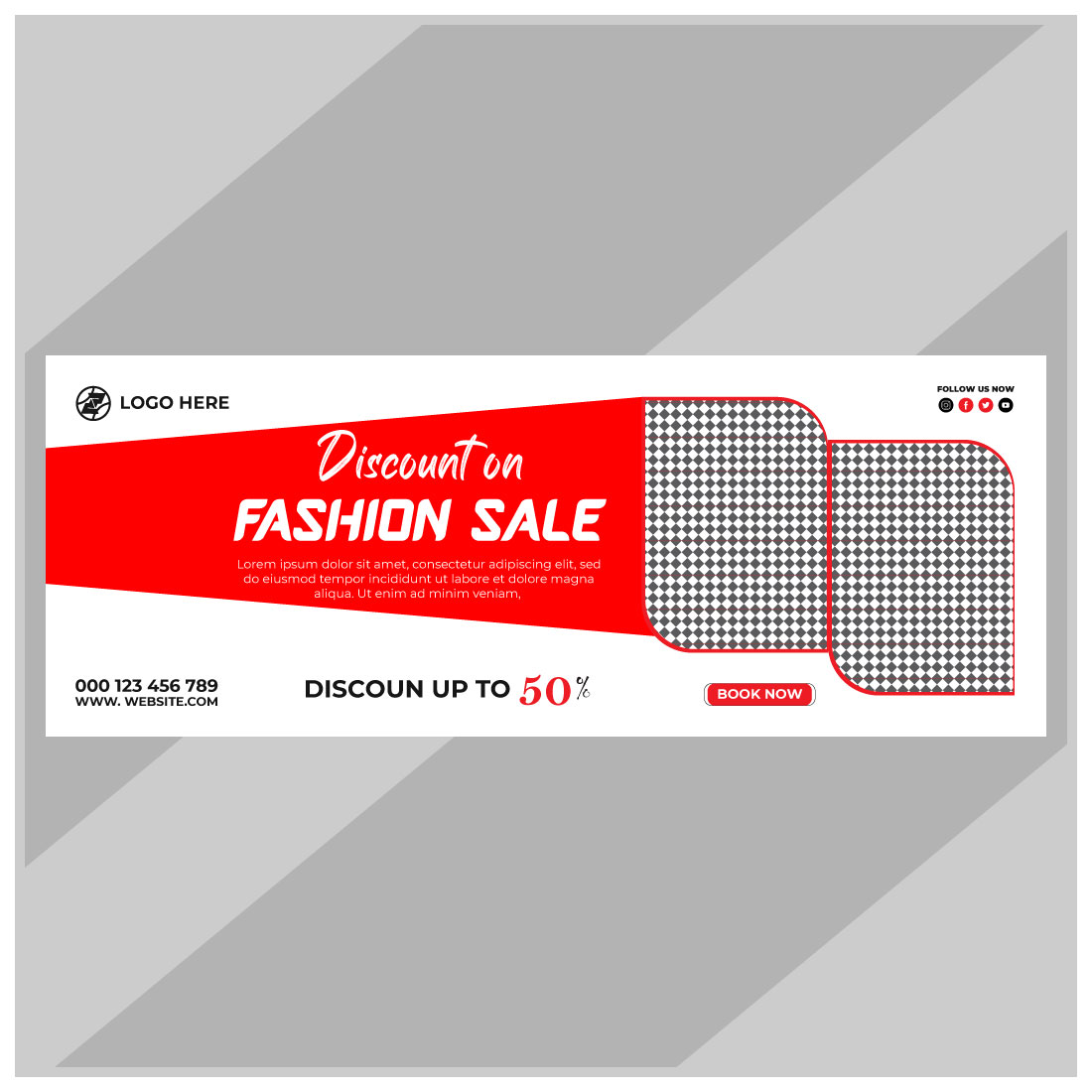 fashion sale social media post and web banner template preview image.