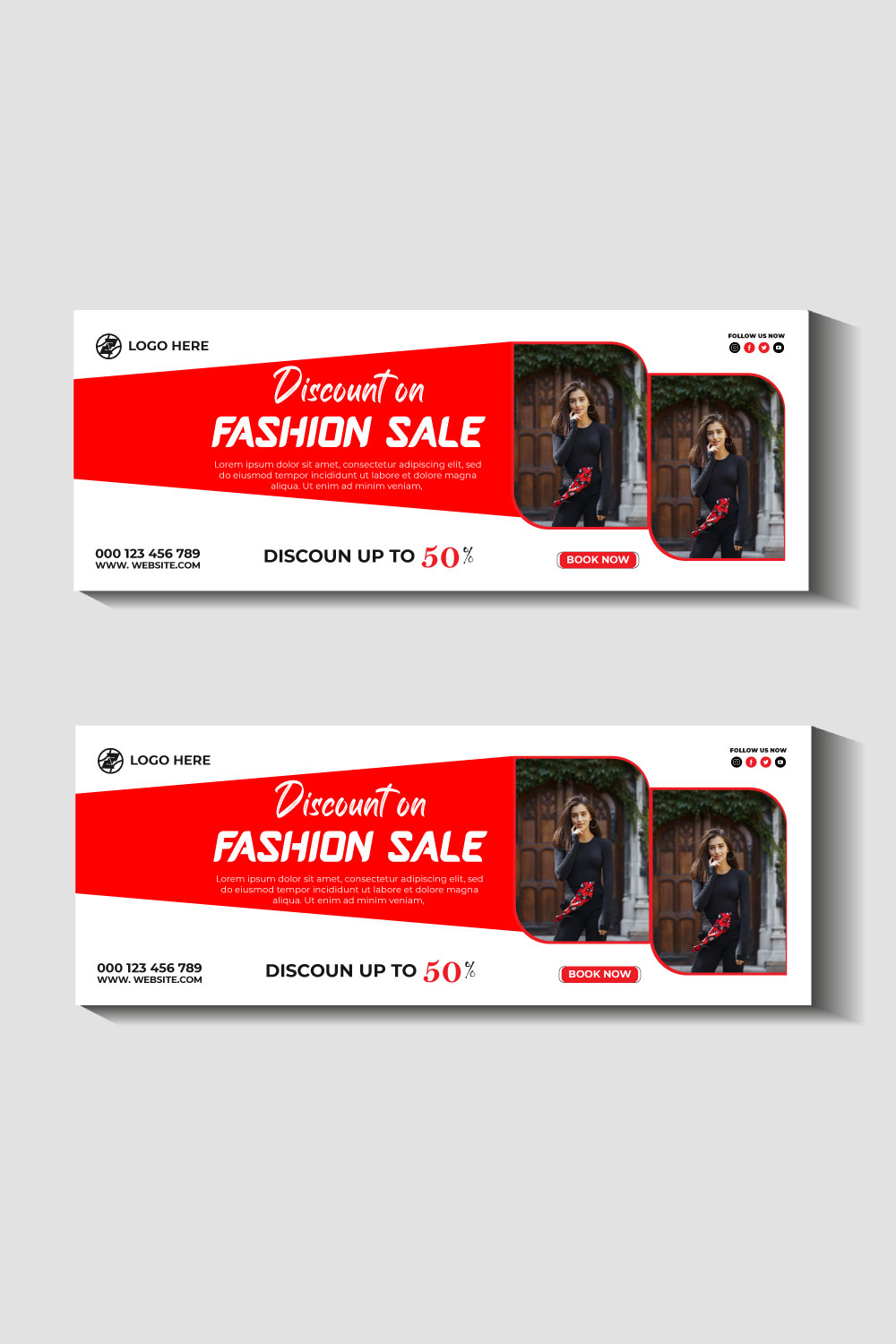 fashion sale social media post and web banner template pinterest preview image.