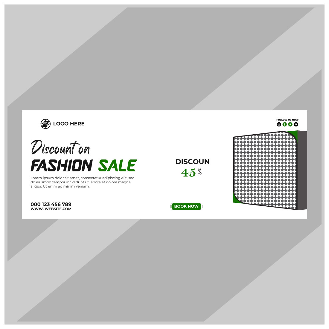 fashion sale social media post and web banner template preview image.