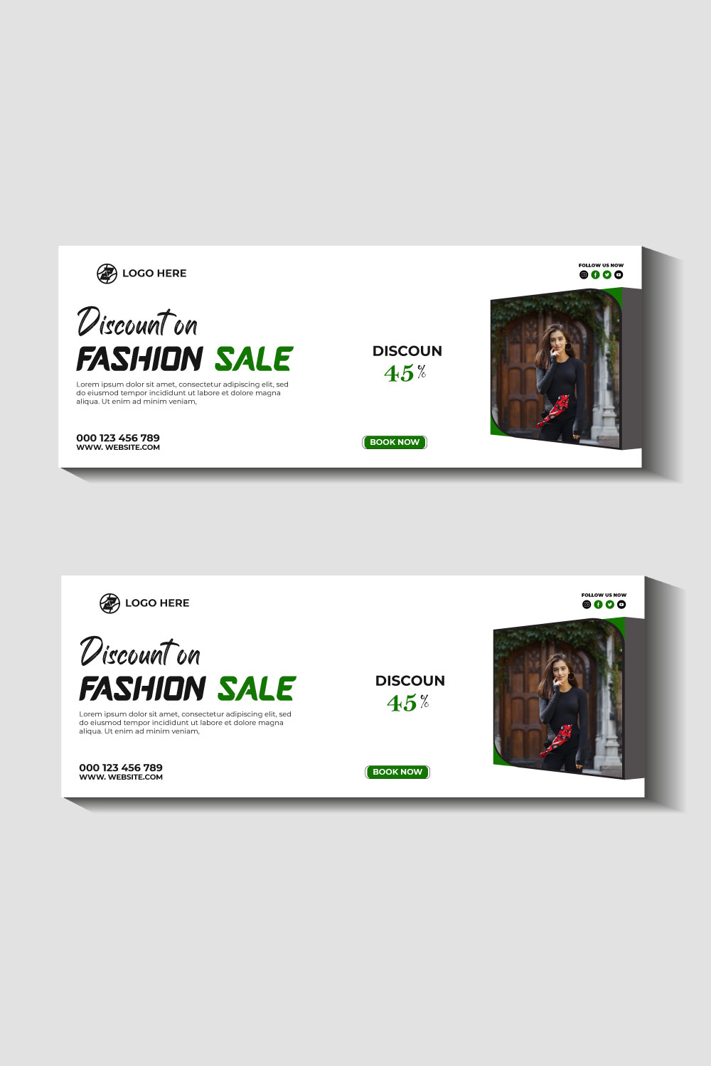 fashion sale social media post and web banner template pinterest preview image.