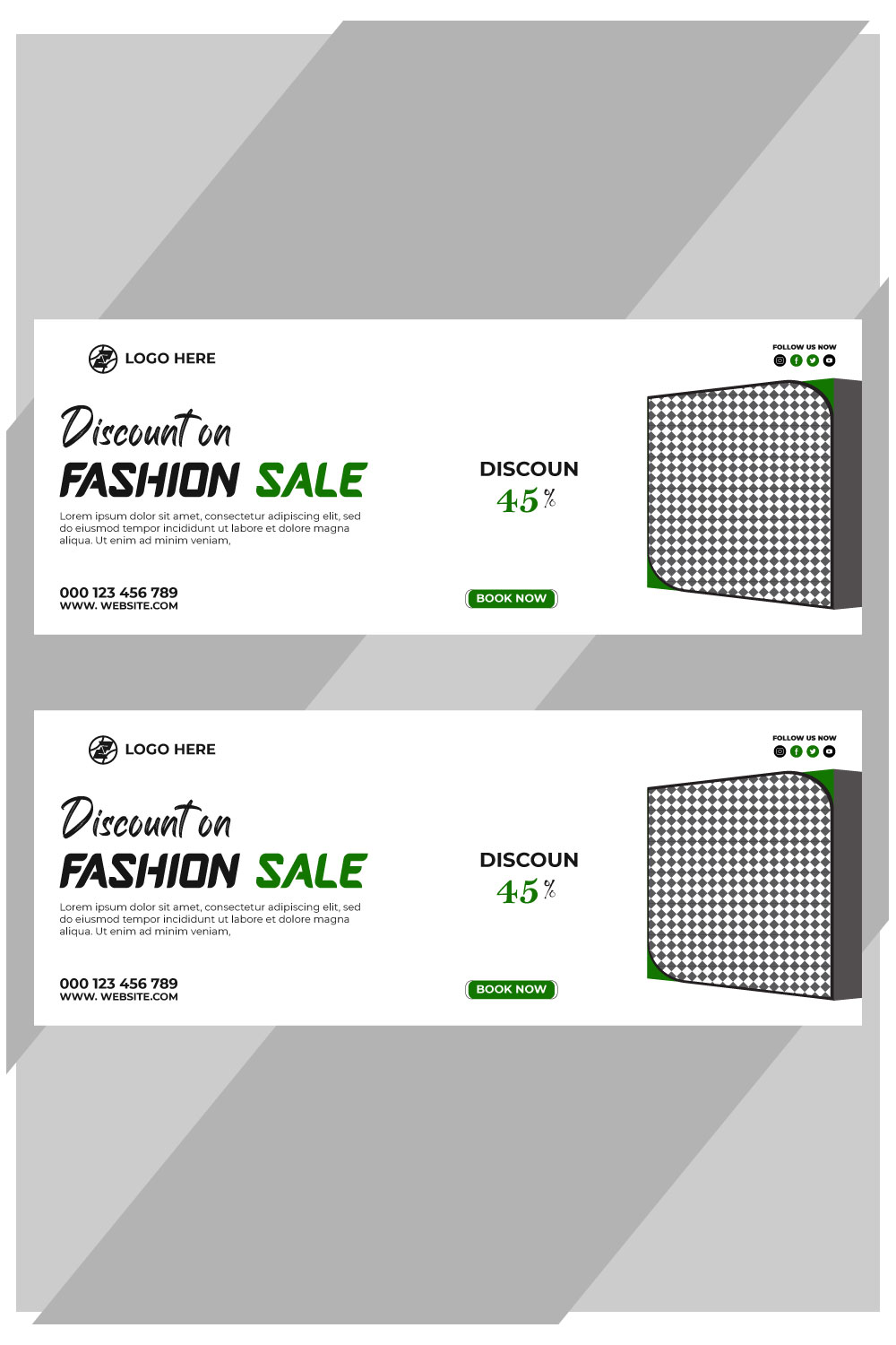 fashion sale social media post and web banner template pinterest preview image.