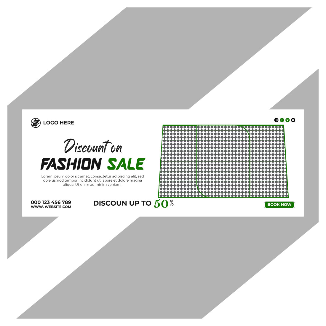 fashion sale social media post and web banner template preview image.