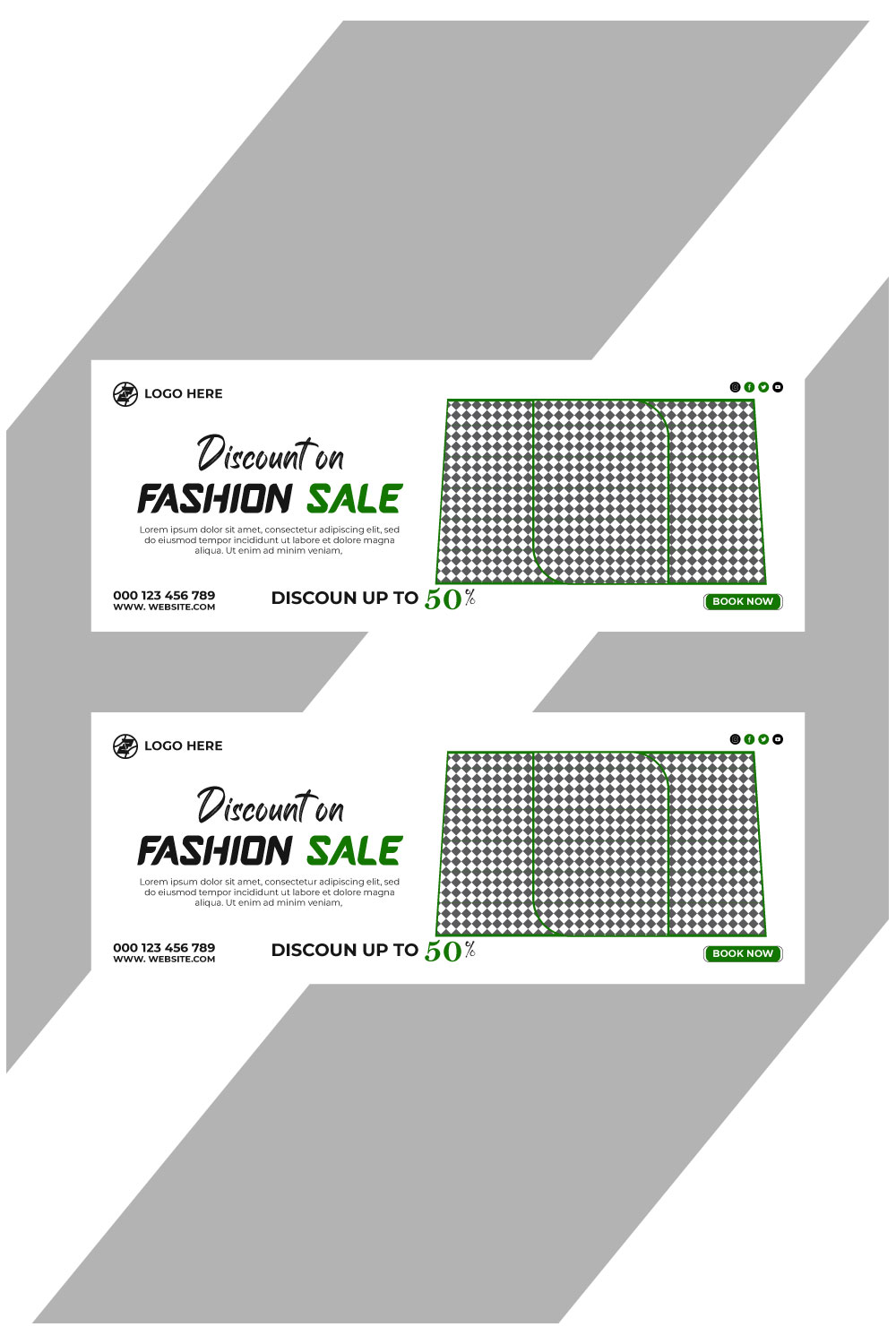 fashion sale social media post and web banner template pinterest preview image.