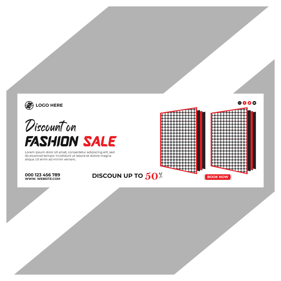 fashion sale social media post and web banner template preview image.