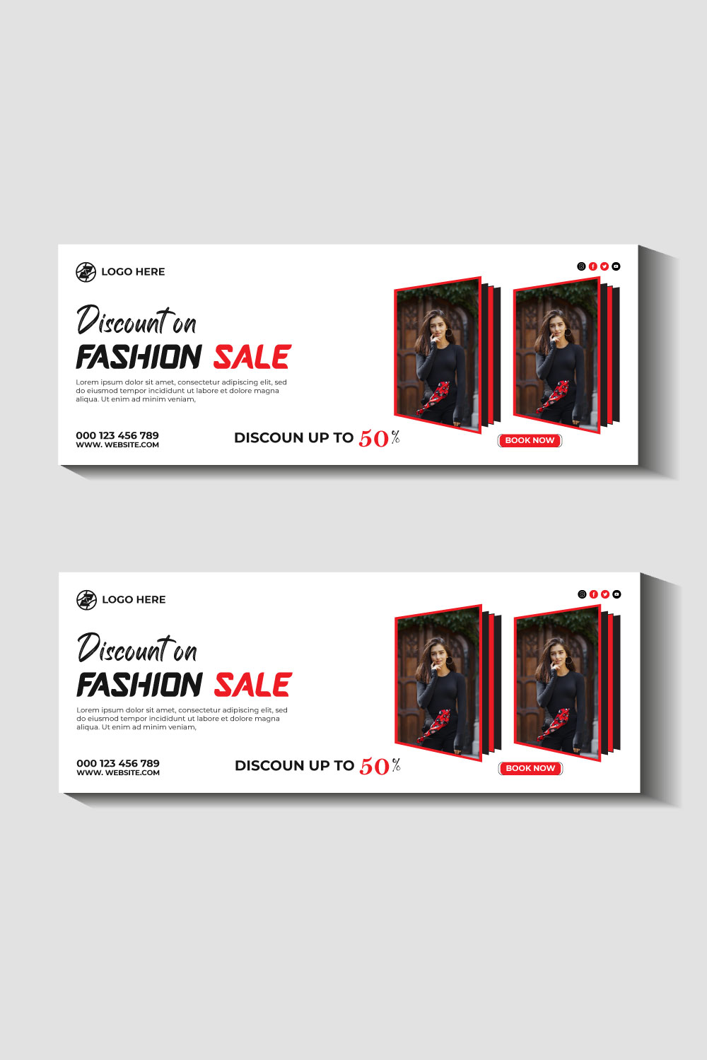 fashion sale social media post and web banner template pinterest preview image.