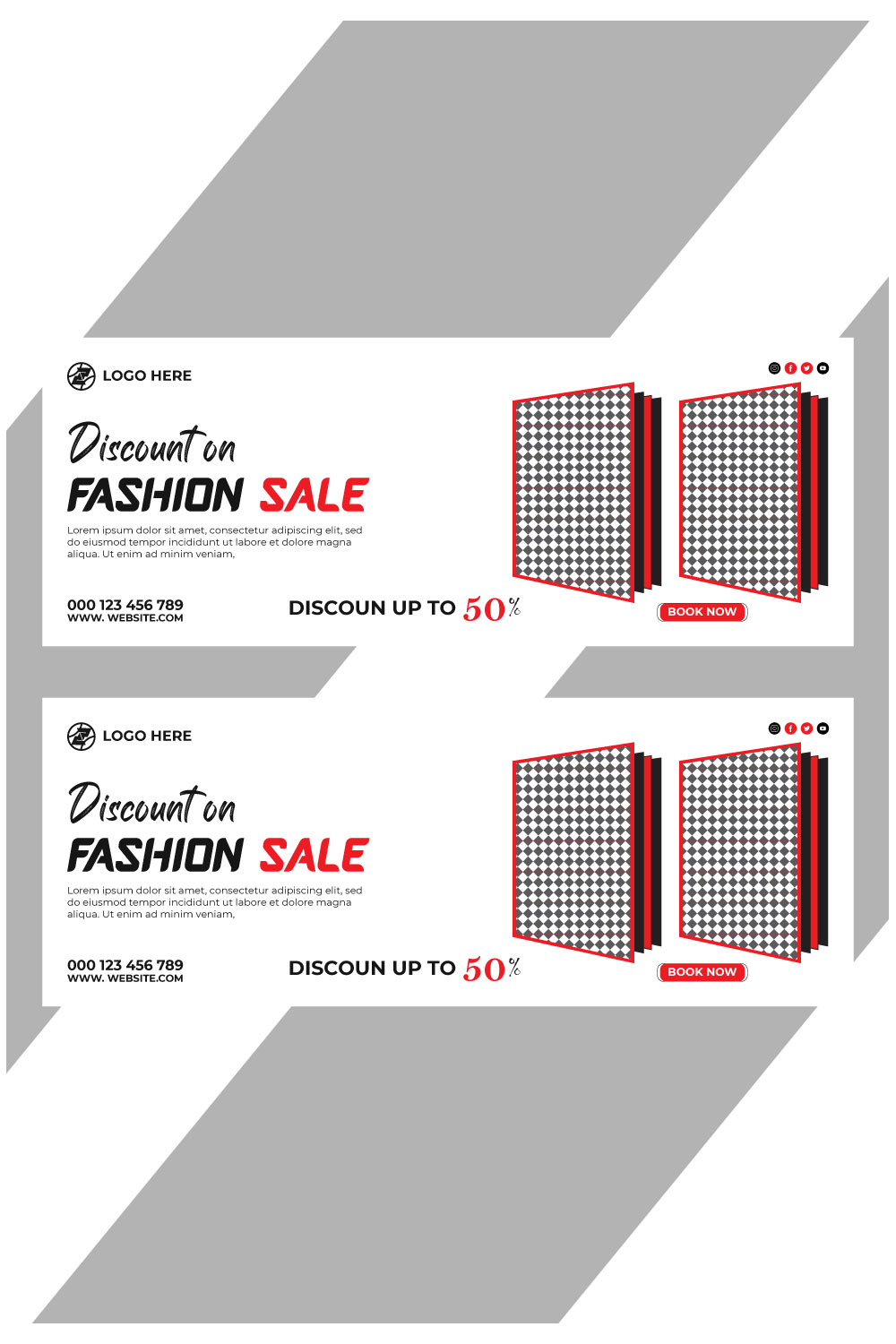 fashion sale social media post and web banner template pinterest preview image.