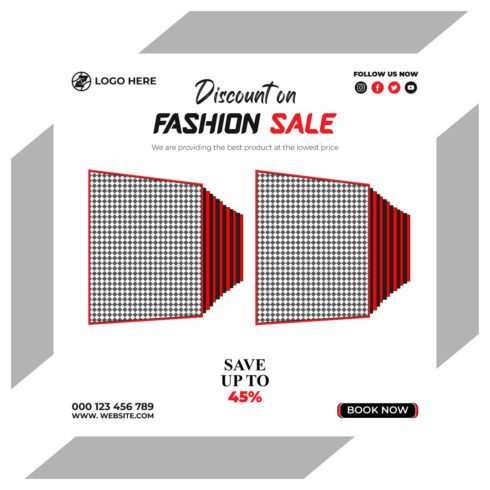 fashion sale social media post and web banner template cover image.