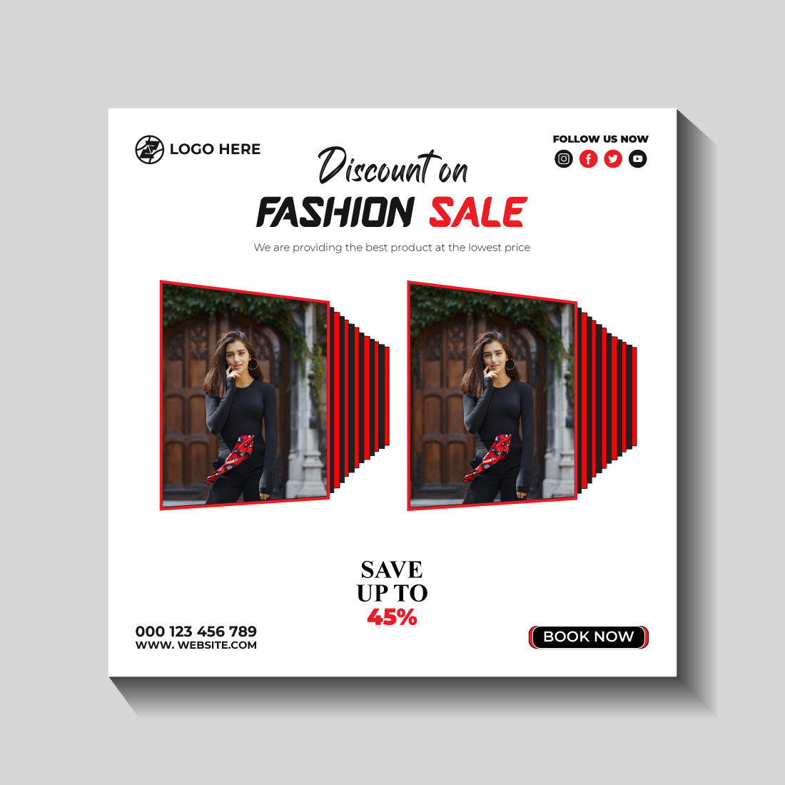 fashion sale social media post and web banner template cover image.