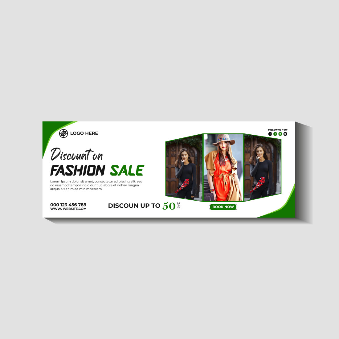 fashion sale social media post and web banner template cover image.