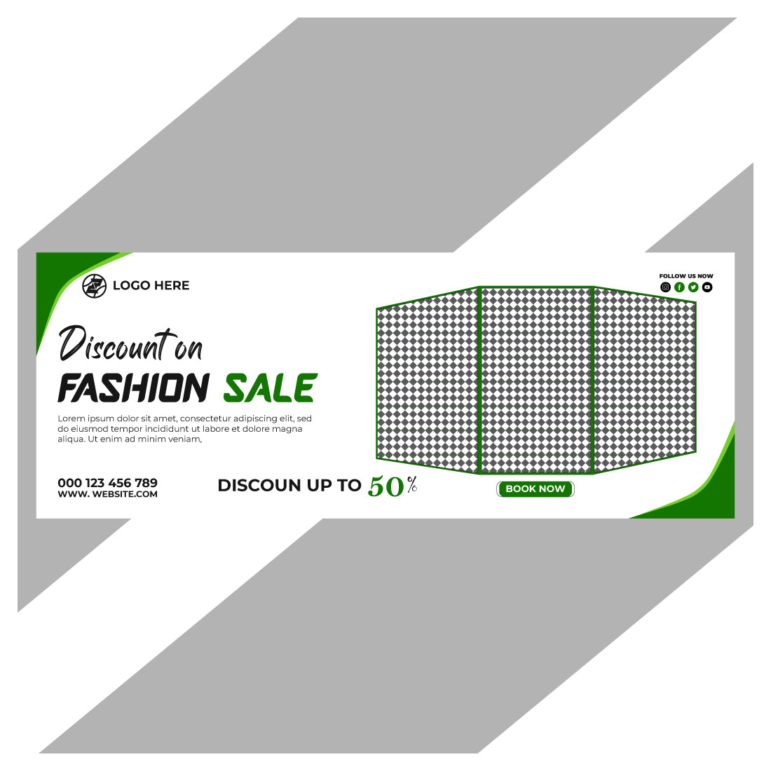 fashion sale social media post and web banner template cover image.