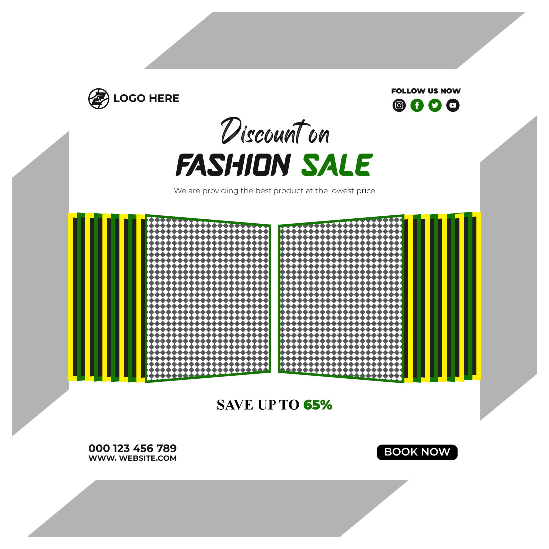 fashion sale social media post and web banner template cover image.