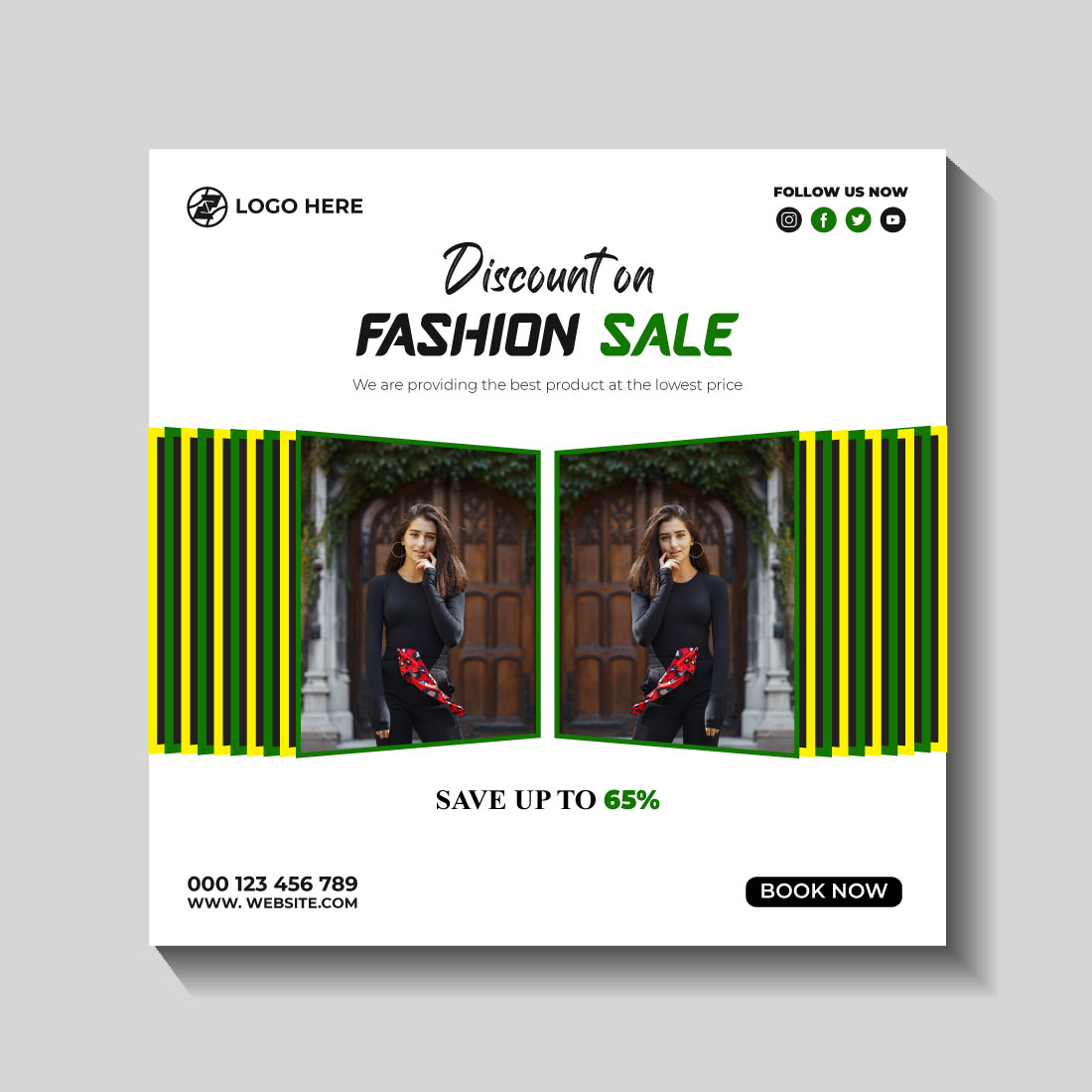 fashion sale social media post and web banner template preview image.