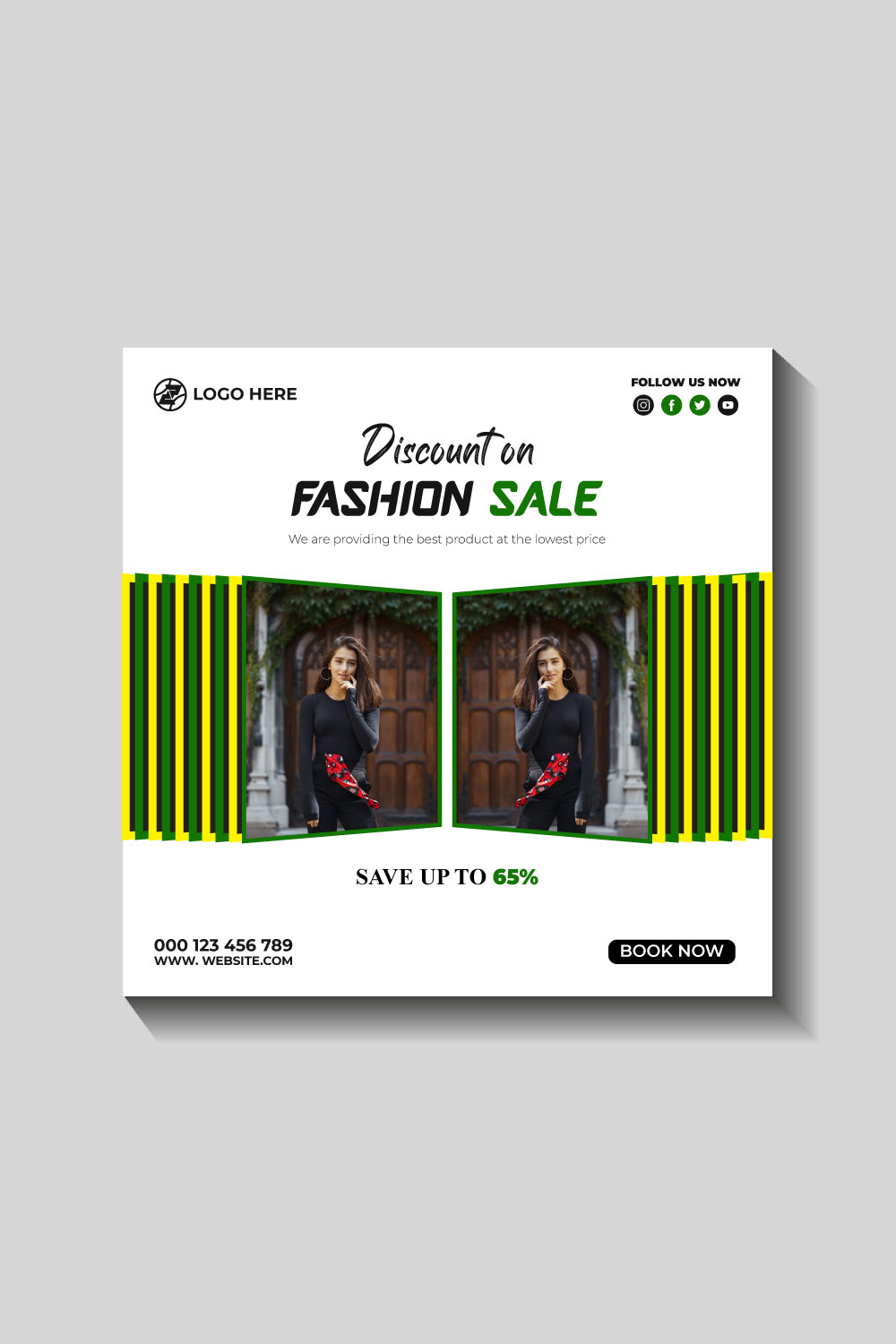 fashion sale social media post and web banner template pinterest preview image.