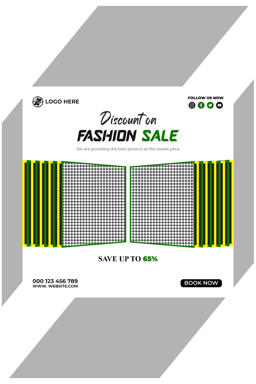 fashion sale social media post and web banner template pinterest preview image.