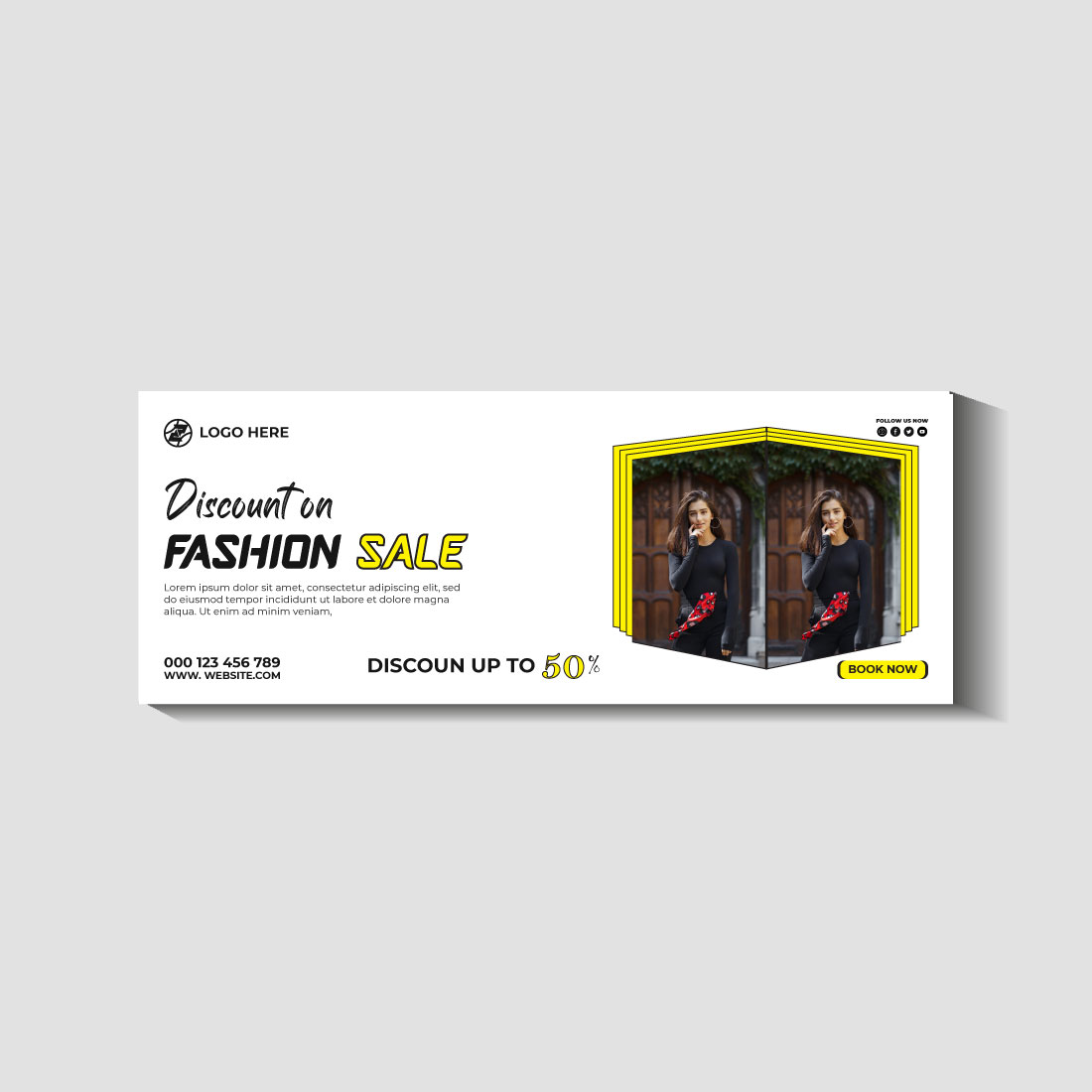 fashion sale social media post and web banner template preview image.