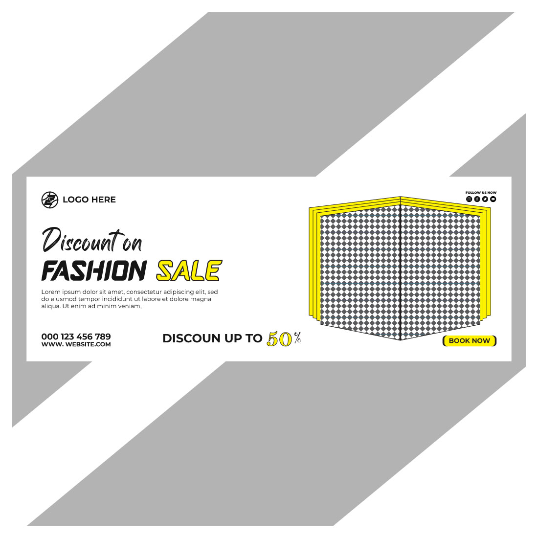 fashion sale social media post and web banner template preview image.