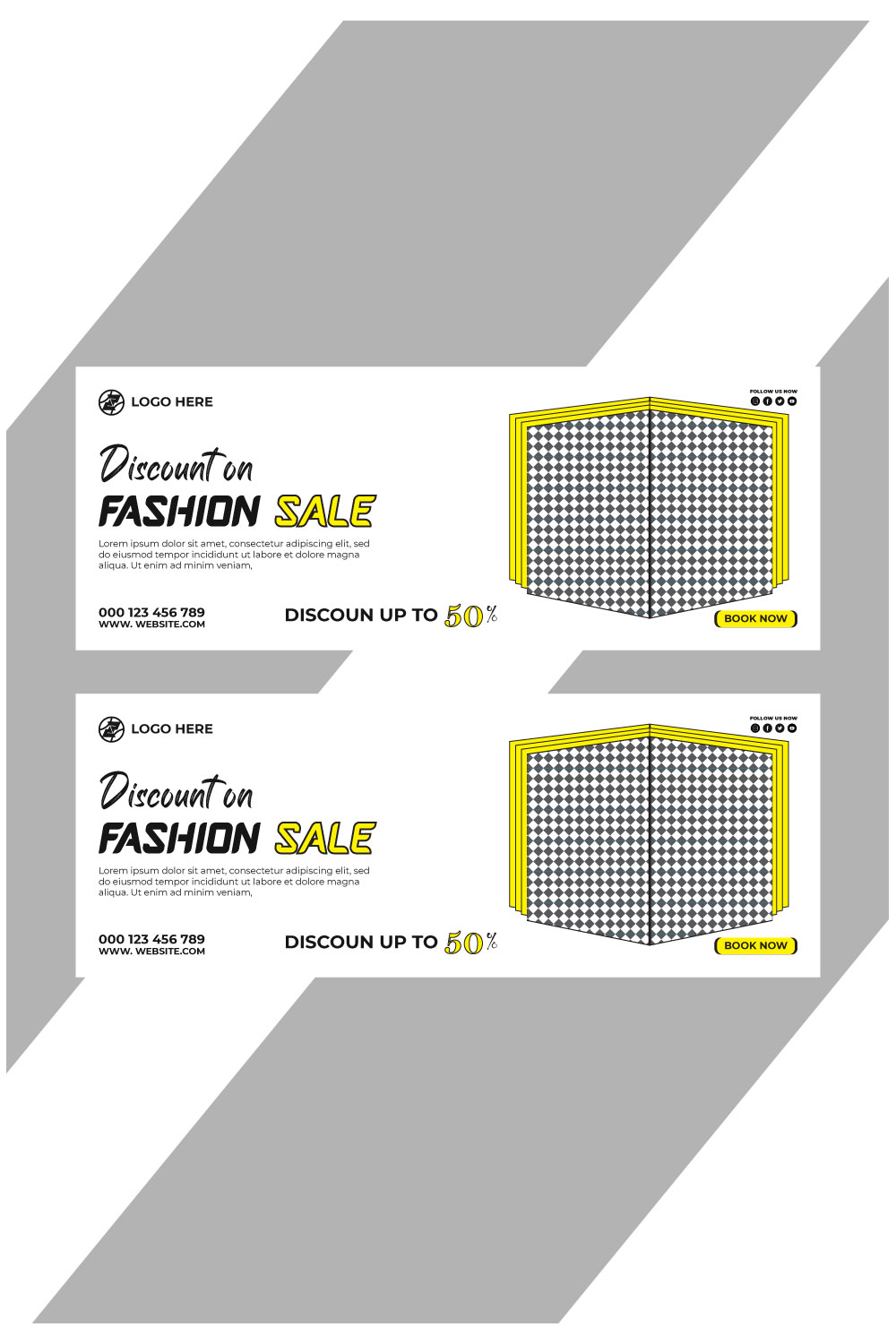 fashion sale social media post and web banner template pinterest preview image.