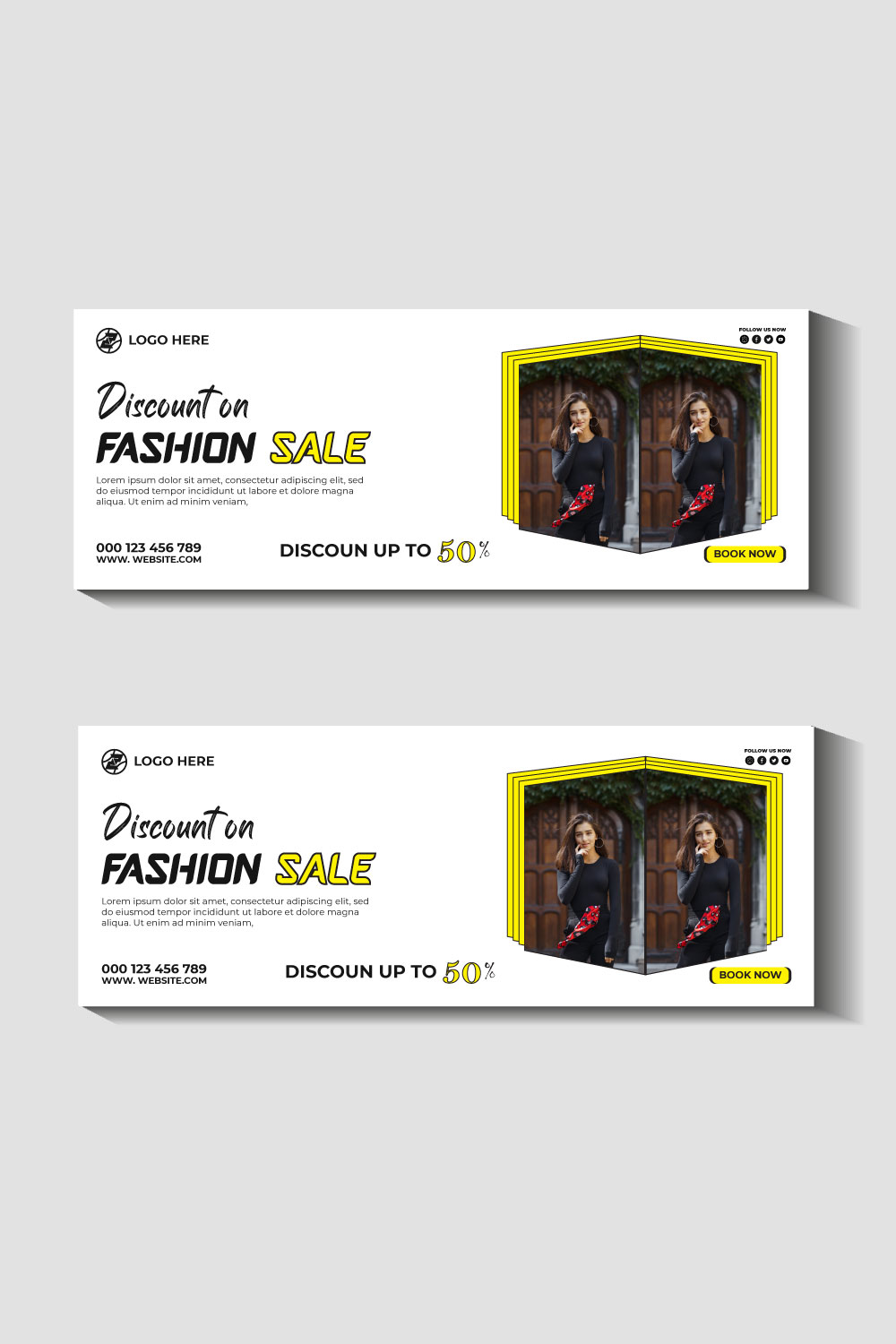 fashion sale social media post and web banner template pinterest preview image.