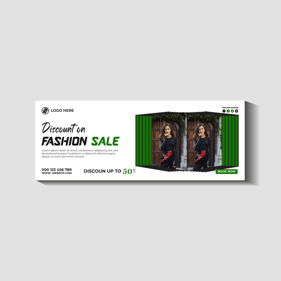 fashion sale social media post and web banner template cover image.