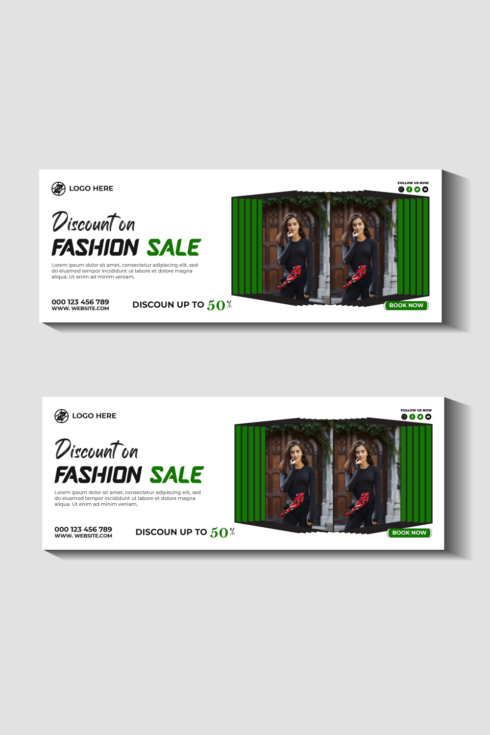 fashion sale social media post and web banner template pinterest preview image.