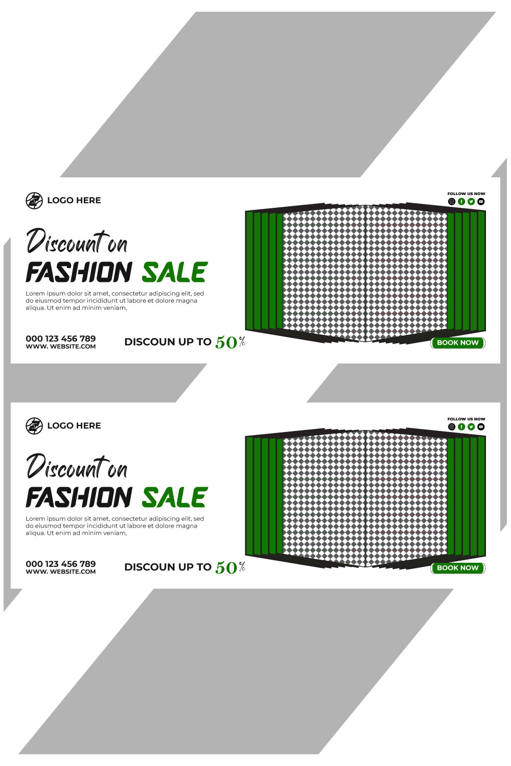 fashion sale social media post and web banner template pinterest preview image.