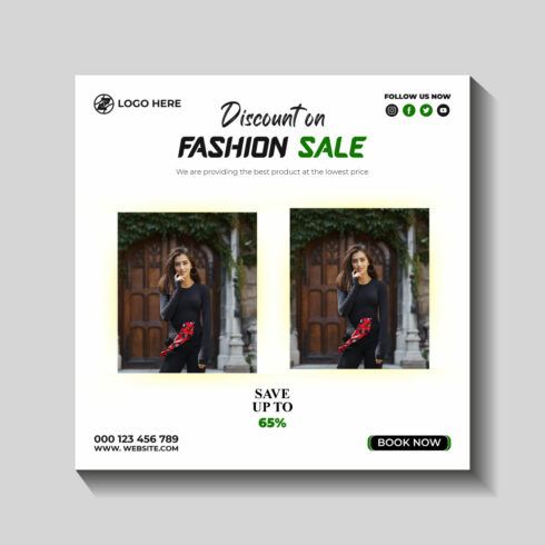 fashion sale social media post and web banner template cover image.