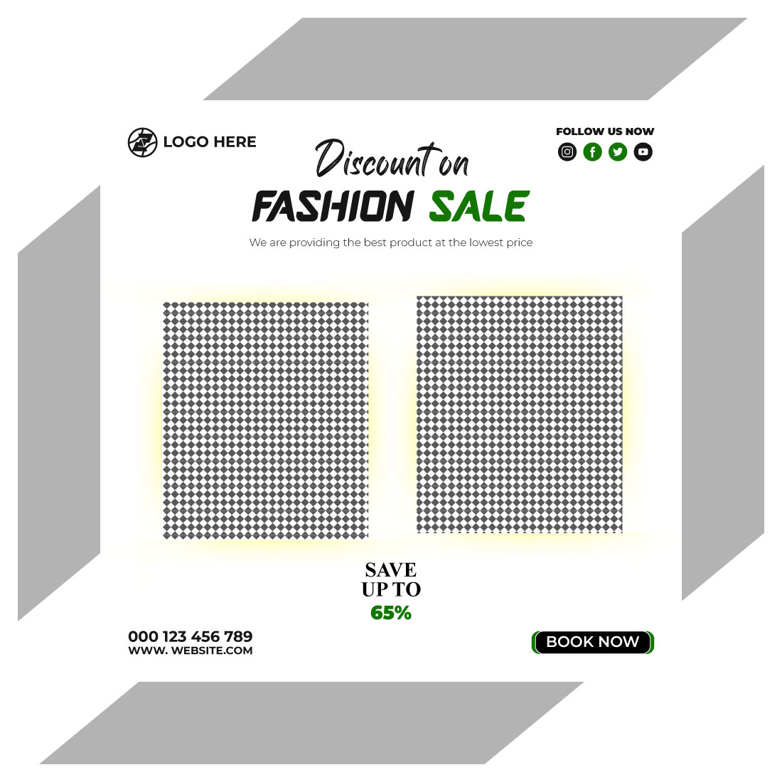 fashion sale social media post and web banner template preview image.