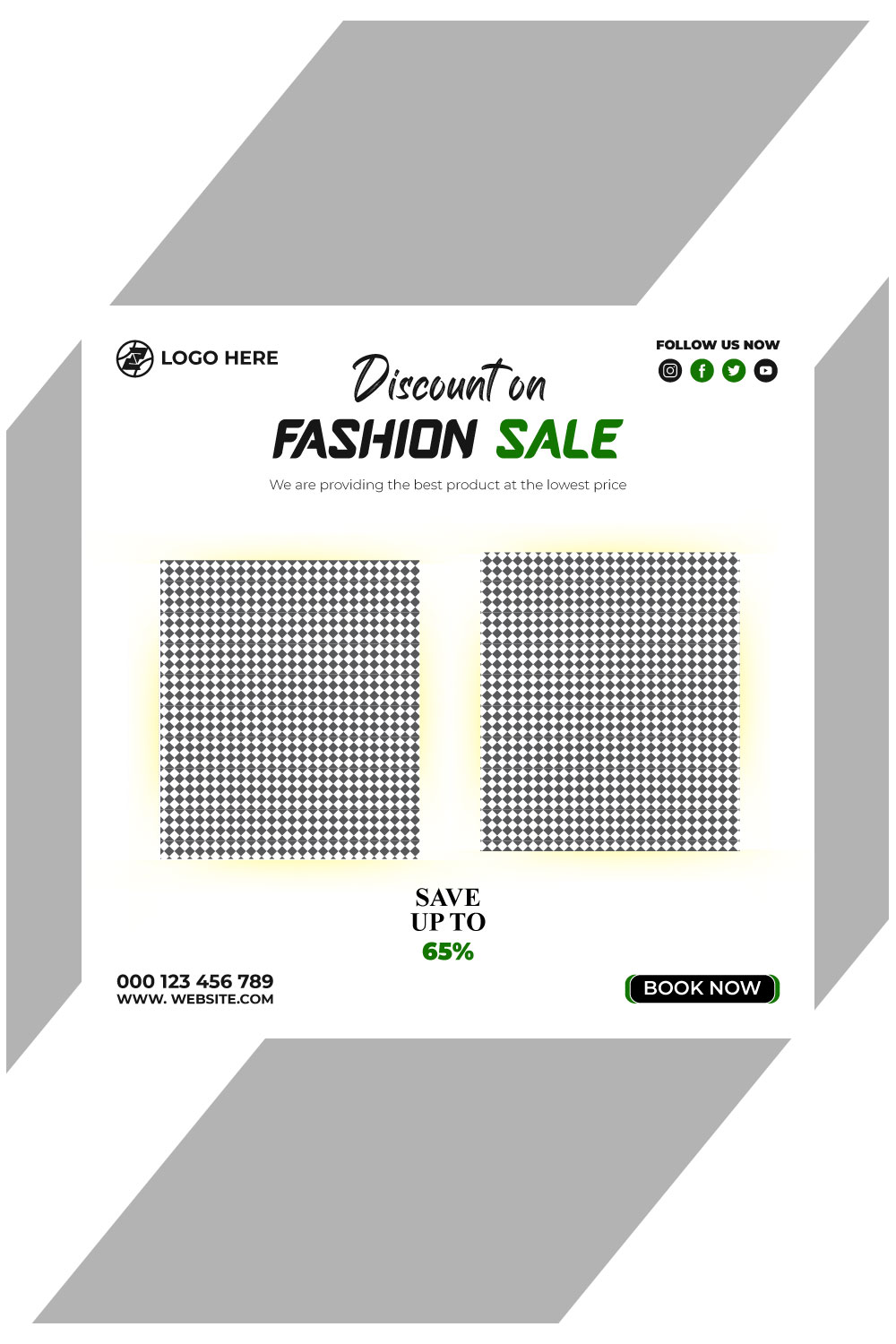 fashion sale social media post and web banner template pinterest preview image.