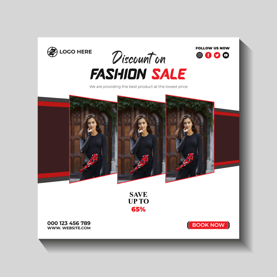 fashion sale social media post and web banner template cover image.