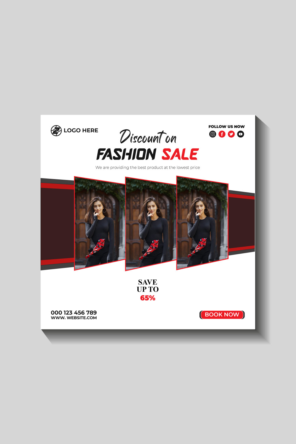 fashion sale social media post and web banner template pinterest preview image.