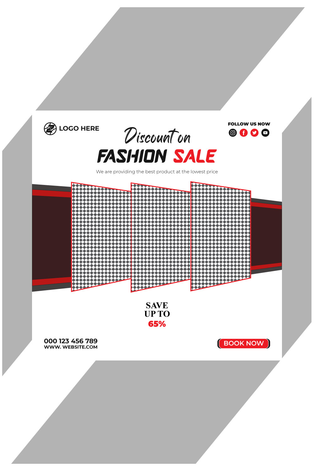 fashion sale social media post and web banner template pinterest preview image.