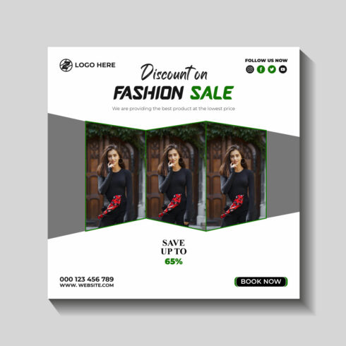 fashion sale social media post and web banner templa cover image.