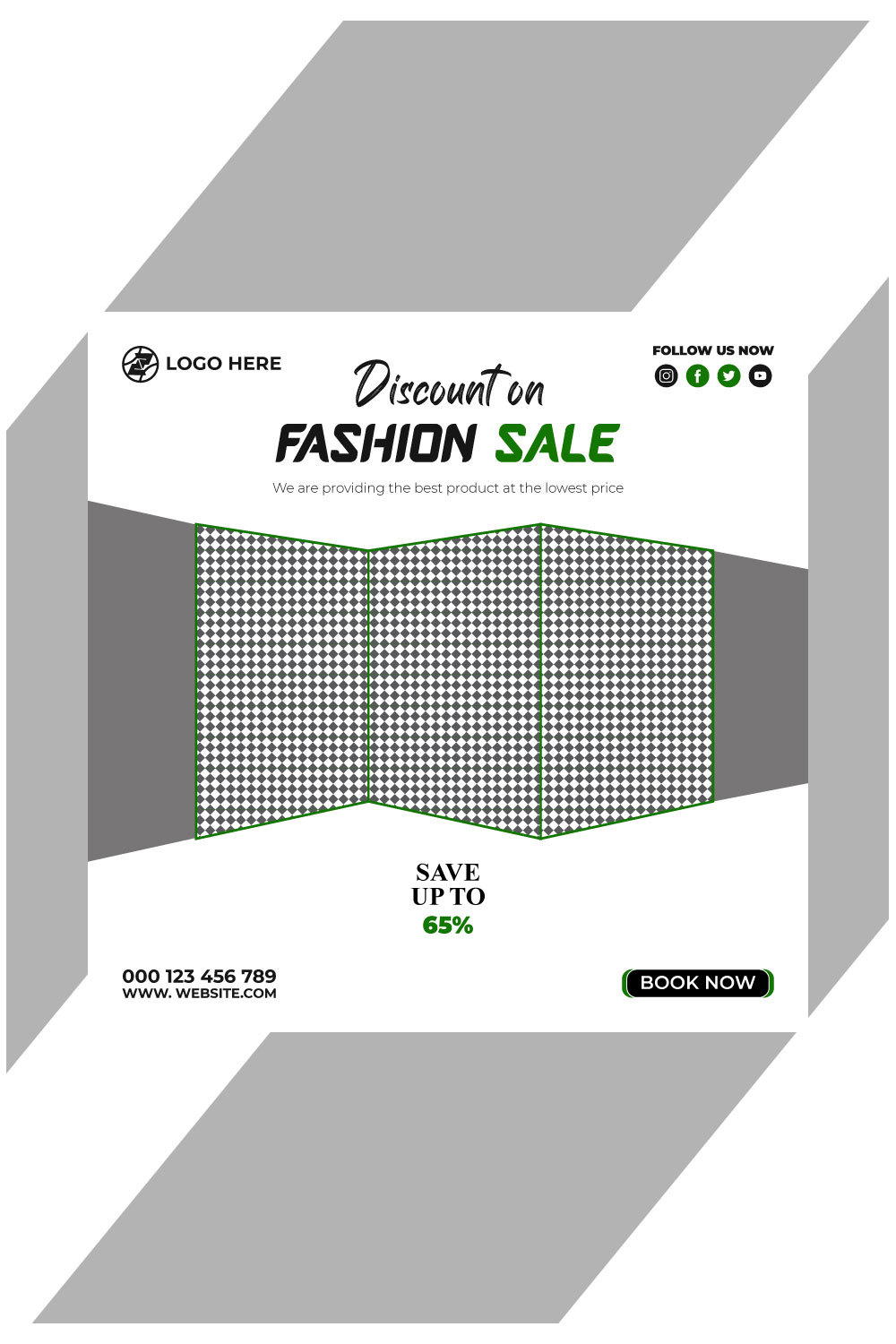 fashion sale social media post and web banner template pinterest preview image.