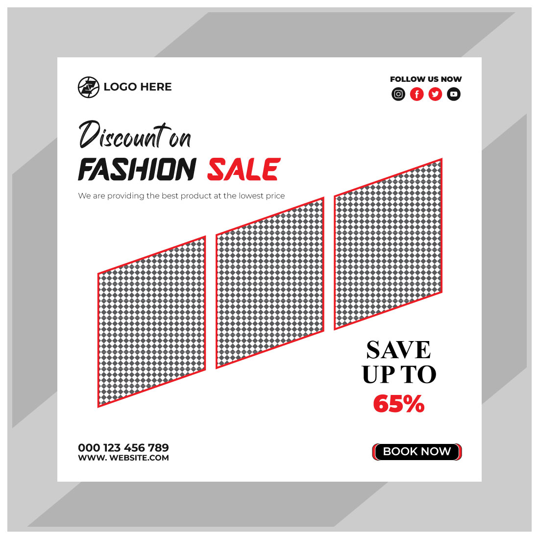 fashion sale social media post and web banner template cover image.