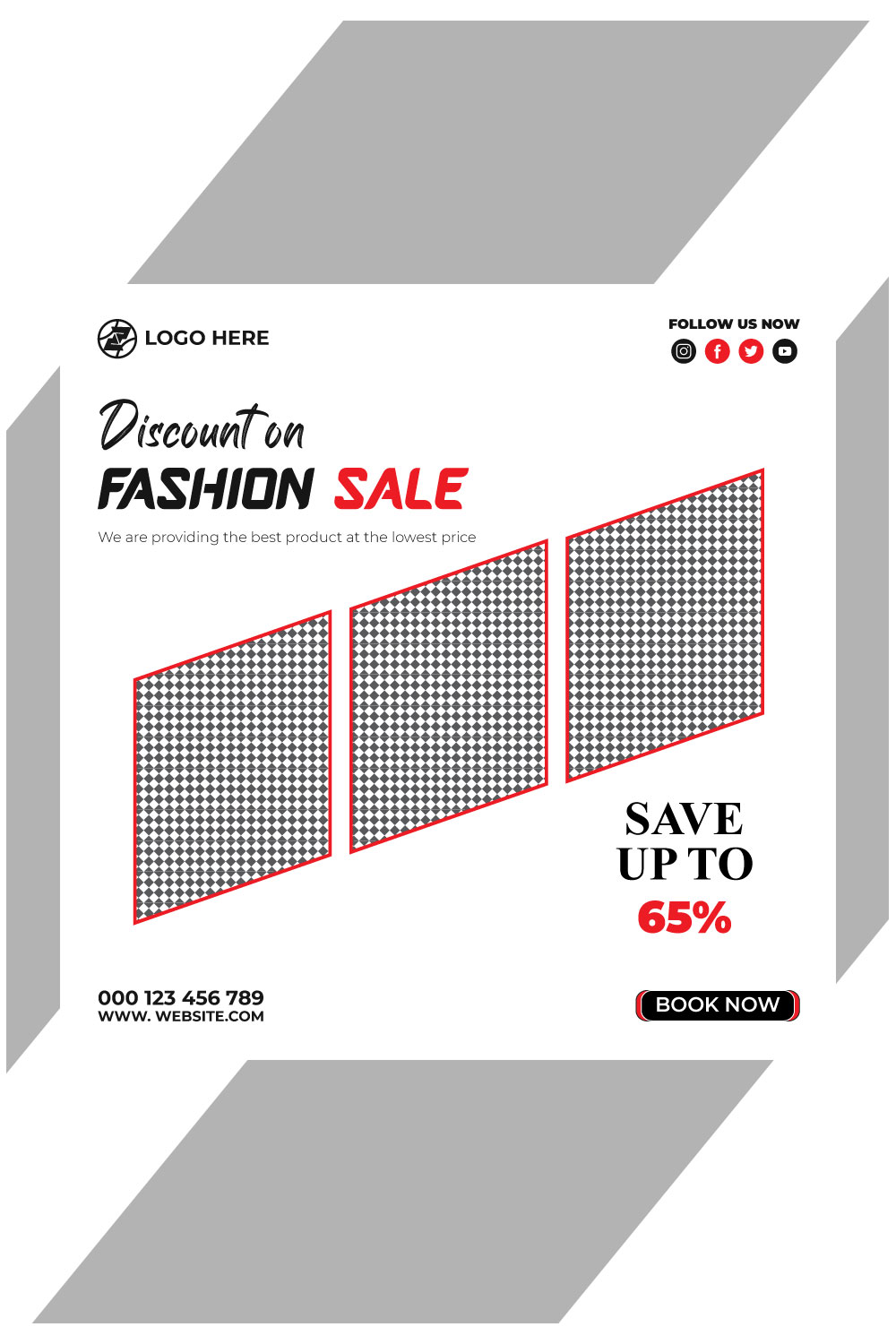 fashion sale social media post and web banner template pinterest preview image.