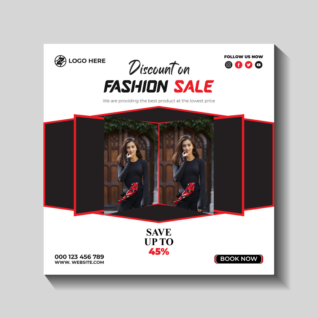 fashion sale social media post and web banner templa preview image.