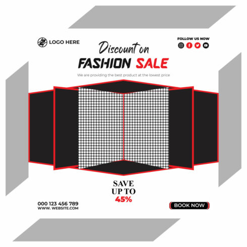 fashion sale social media post and web banner template cover image.