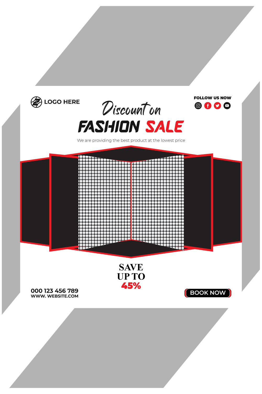 fashion sale social media post and web banner template pinterest preview image.