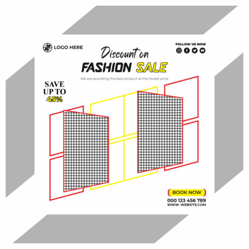 fashion sale social media post and web banner template cover image.