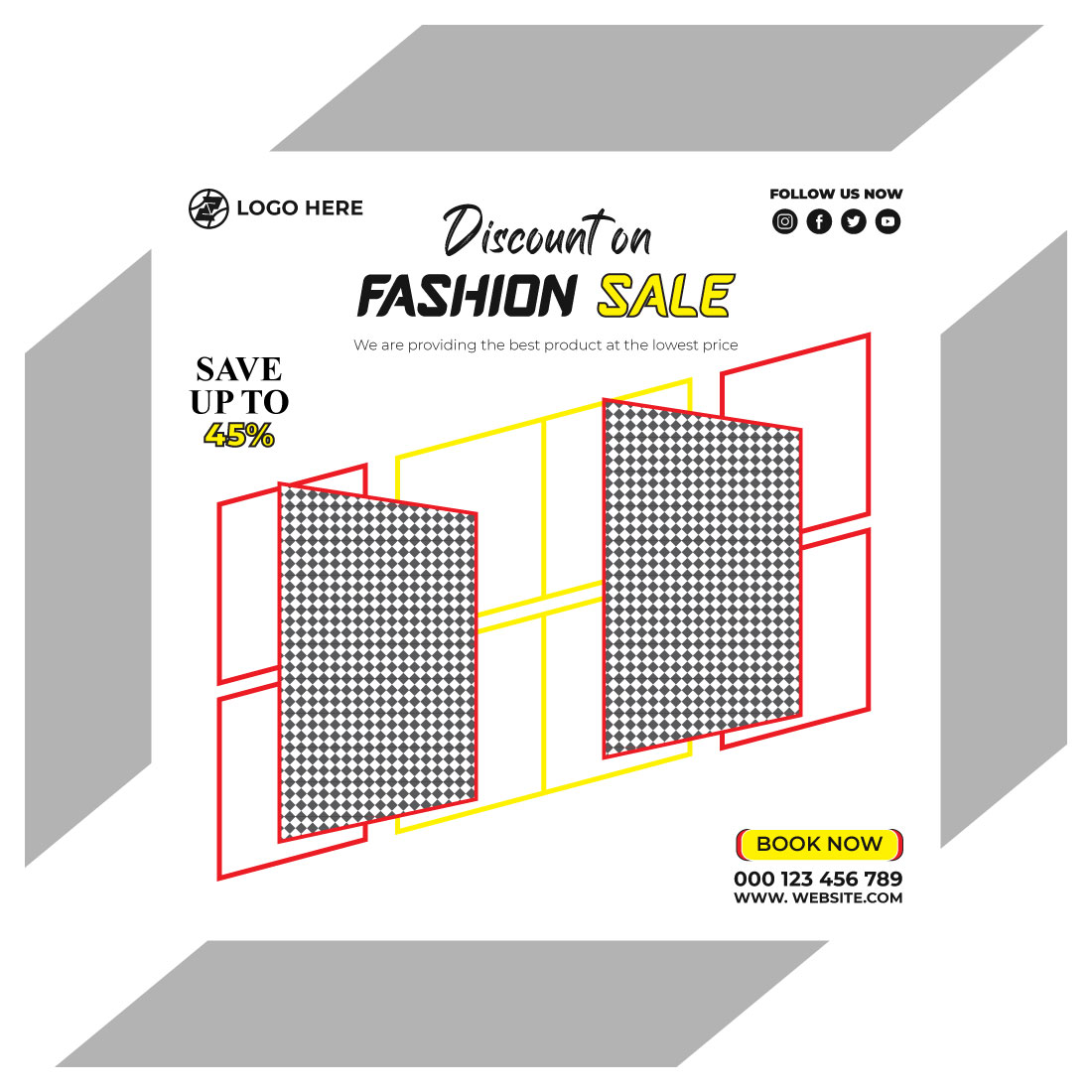 fashion sale social media post and web banner template cover image.