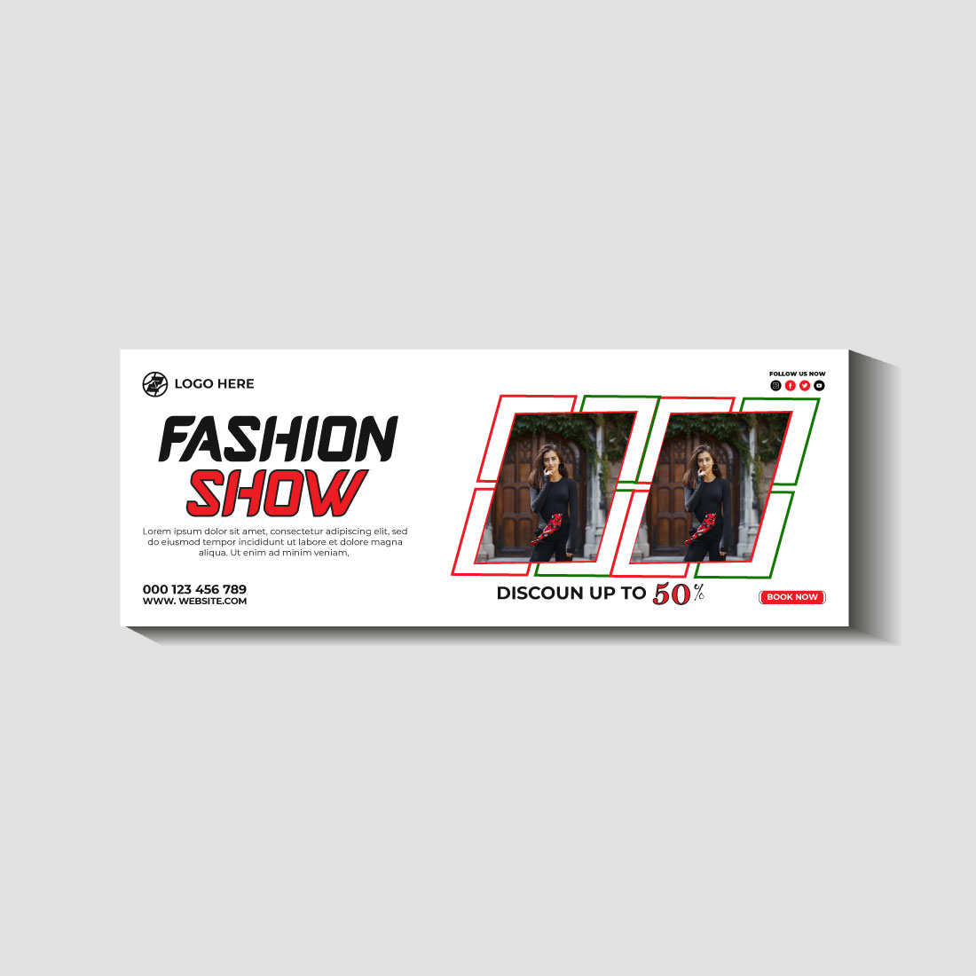 fashion sale social media post and web banner template preview image.